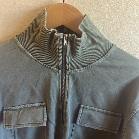 Lelis Collection Cargo Pullover Size L Green Half Zip Long Sleeve Top Cropped - Picture 6 of 13